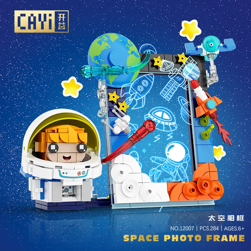 CAYI Astronaut Photo Frame Building Blocks Creative Spaceman Theme Mobile Phone Bracket Assembly Bricks kids Christmas gift toy