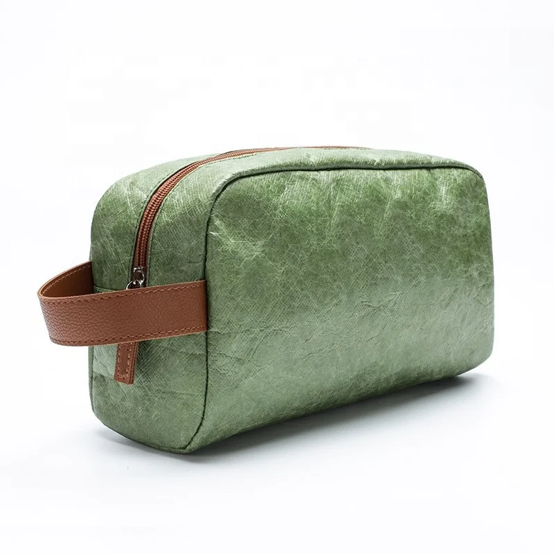 product-750-750 Wholesale Custom ECO Friendly Tyvek With Leather Handle Wash Storage Bag Makeup Cosmetic Bags