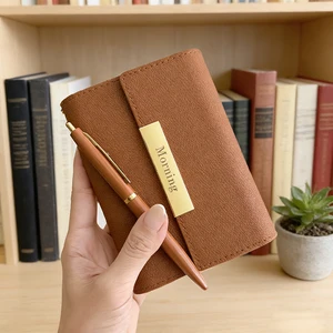 Elegant Premium Mini A5 PU Leather Trifold Notebook 100 Sheets Magnetic Closure For Office Meeting Business Journaling Gift
