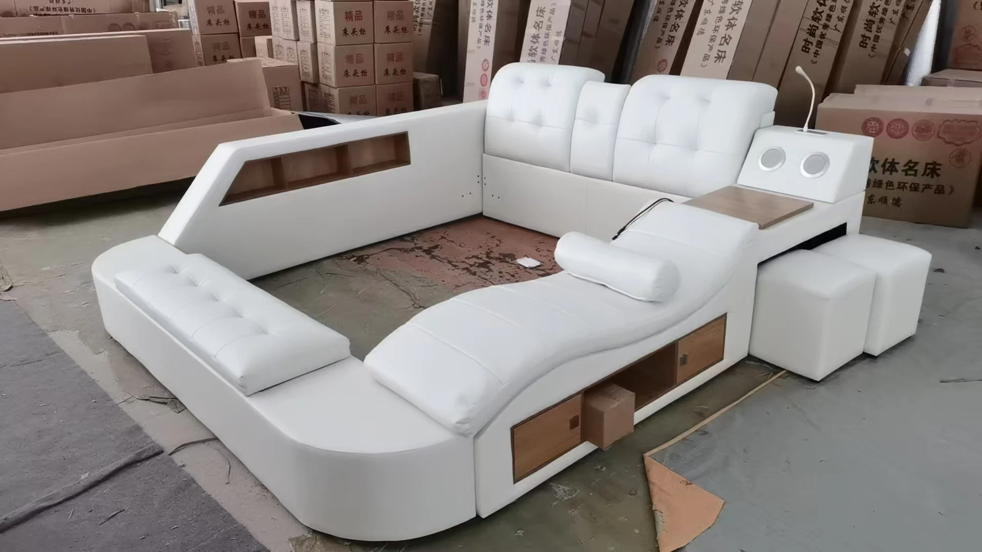 Modern Design Smart Leather Bed King Size Frame Double Bedroom Furniture Set Queen Size Multifunctional Smart Luxury Bed With TV