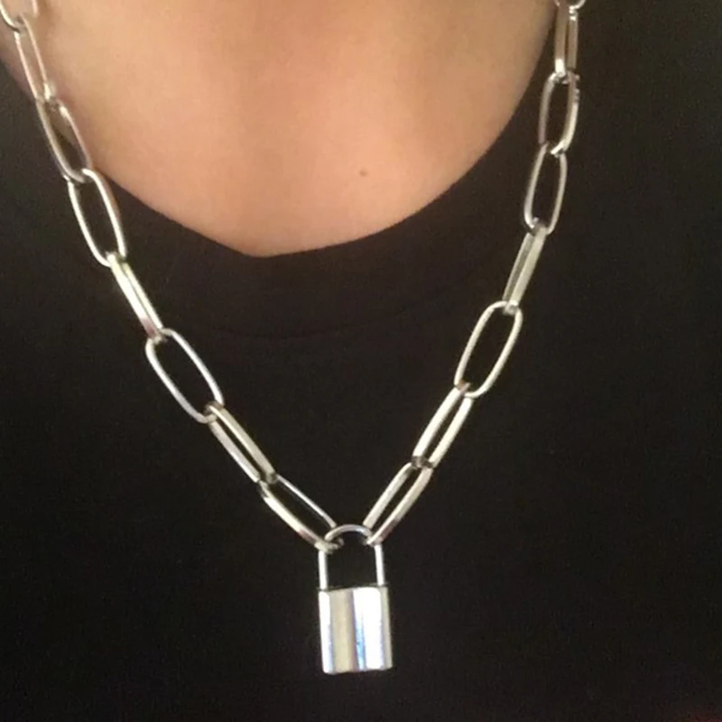 Wholesale Rock Choker Layered Chain On The Neck With Lock Punk