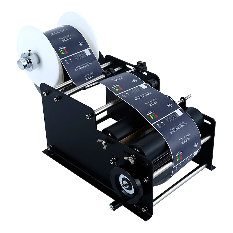 TEBAK Tabletop Round Bottle Jars Cans Transparent Adhesive Sticker Labeling Machine Manual Labeler Round Bottle Labeling Machine