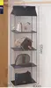 Almacenamiento de bolsas gris, organizador de 4 niveles con bolsas colgantes 3D.
