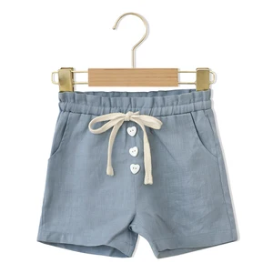 Custom Logo Designer Wholesale Children Summer 100%Linen Pocket Design Comfortable Baby Short Pants