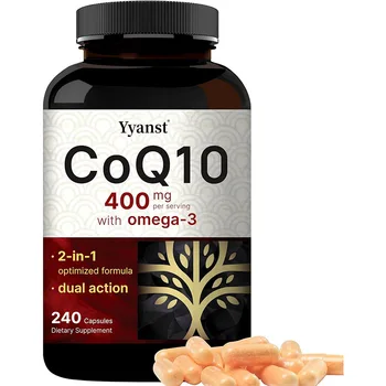 Private Label 400 Mg High Potency CoQ10 Capsules 2 In 1 Optimized Formula With Omega-3 For Heart Brain Energy Support