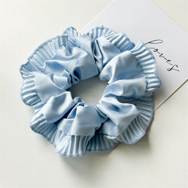 New Spring Summer Pleated Scrunchies Solid Color Large Scrunchies High ...