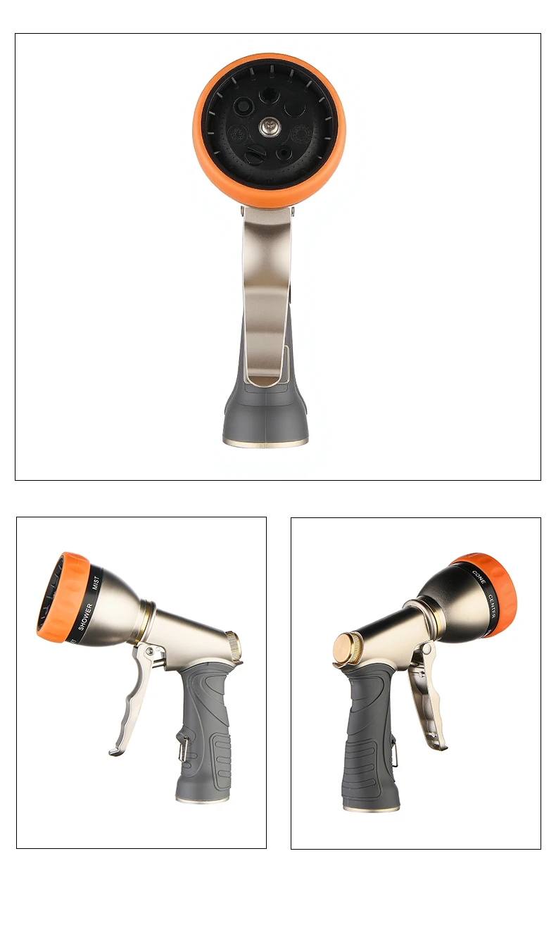 7 Modes Adjustable Metal Water Spray Gun, Heavy Duty High Pressure Hose Nozzle With Rubber Grip For Outdoor Garden Use
_maomaolike.com