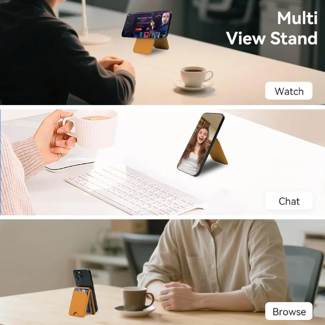 Magnetische telefoonhoes met kaarthouder en verstelbare standaard._voghion.com