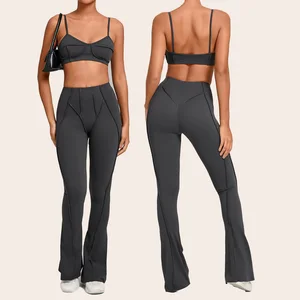 Hot Sale Solid Breathable Lightweight Sportswear Workout Clothes Outfit 2PCS Activewear Set for Women Gym Fitness Yoga Wear