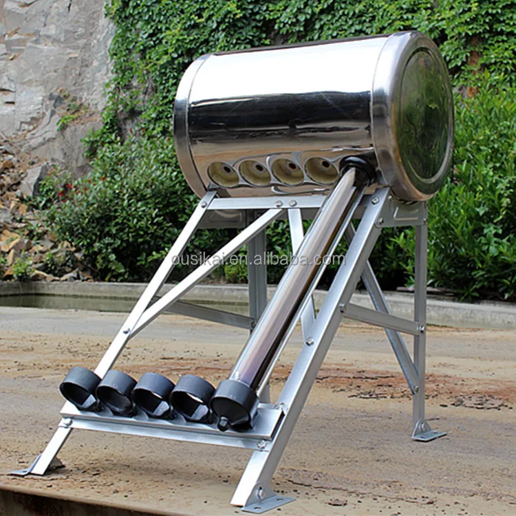 Mini Tube Evacuated Solar Water Heater Geyser Stainless Steel Frame Glass  Direct-Plug Free Standing