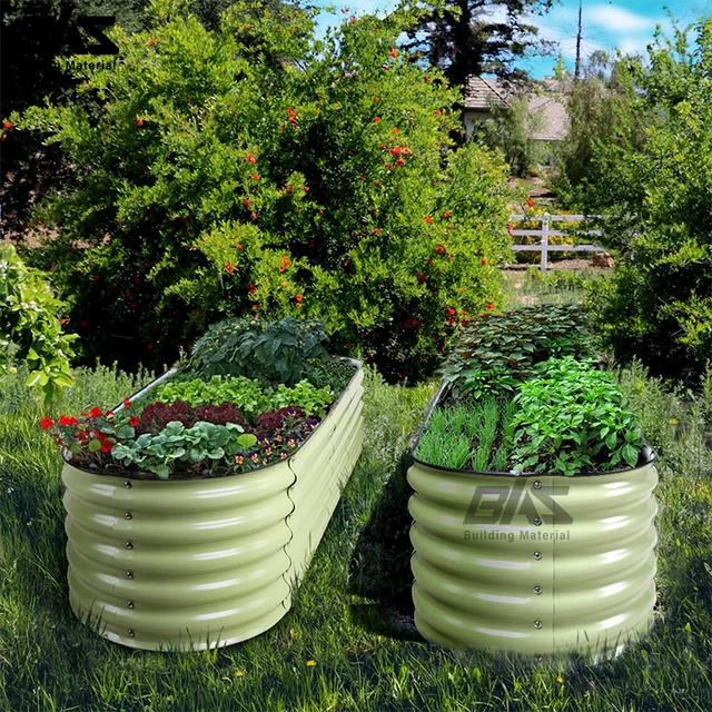 Modern Large Galvanized Metal Garden Planter Stand Outdoor Glazed Raised Bed for Home Nursery Flower Pot Usage