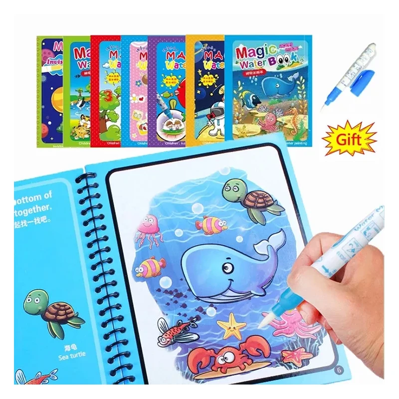 Colorful Cartoon Writing Magic Water Book Drawing Book Doodle Book with Magic Pen