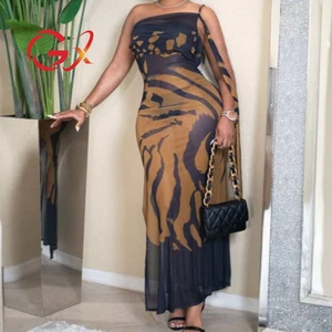 GX25667 Fashion 2026 Street Wear Sexy Backless Irregular See Through Nigh Club Sexy Long Dress Sleeveless Mesh Maxi Dresses