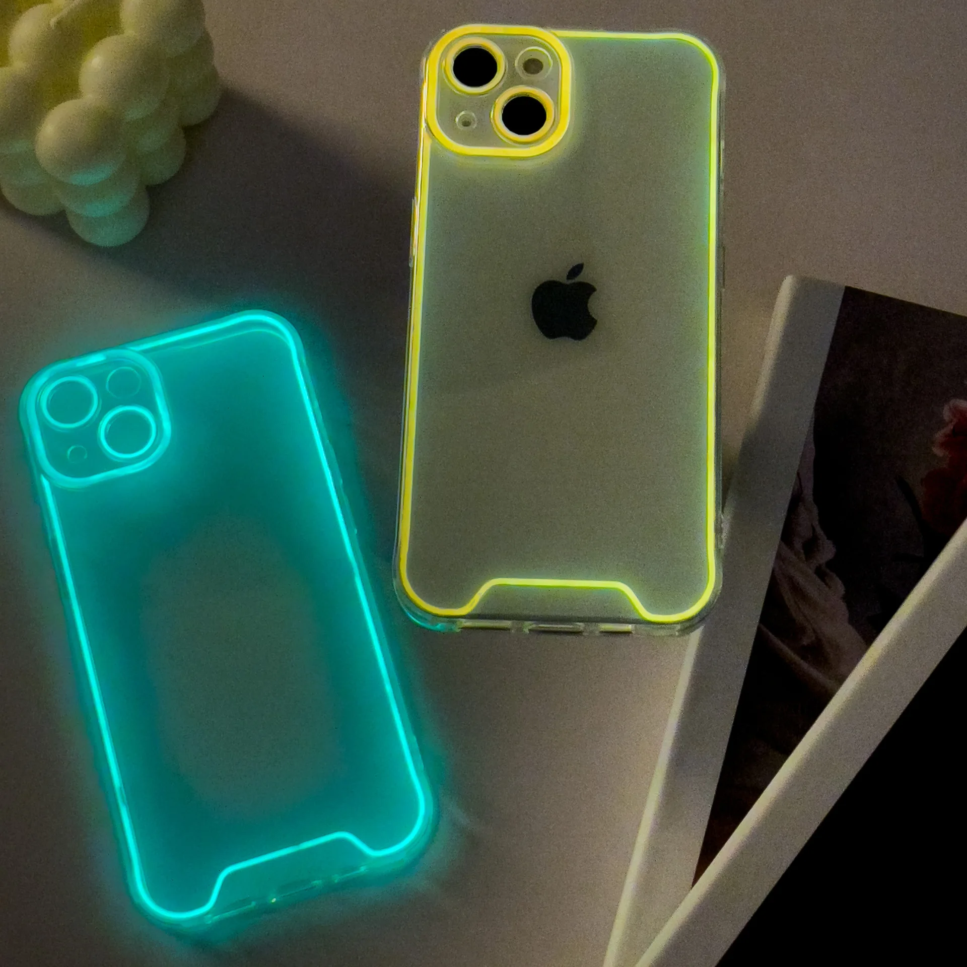 Luxury Night Light Neon Luminous Soft Clear Phone Case for iPhone 13 Plus  11 12 13 14 Pro Max X XR XS Max Silicone Cases Cover