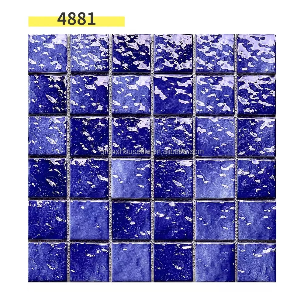 Фошань, Заводская поставка, мозаика для бассейна, ледяная трещиновая керамическая мозаика, синяя декоративная мозаика