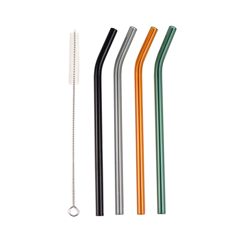 Reusable Glass Straws for Drinking with Straw Packaging Box and Brush