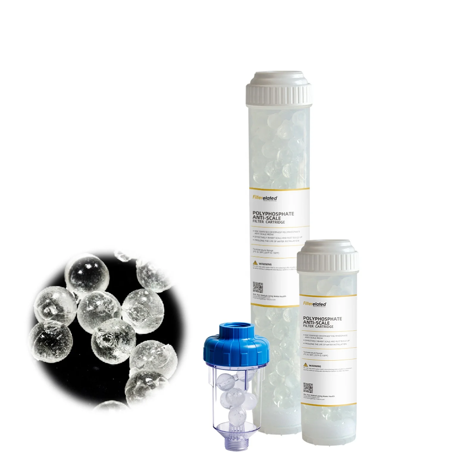 NSF Polyphosphate Crystals Antiscalant Balls Siliphos Water Filter Prefilter Anti-Scaling Transparent Sodium Siliphos Filter