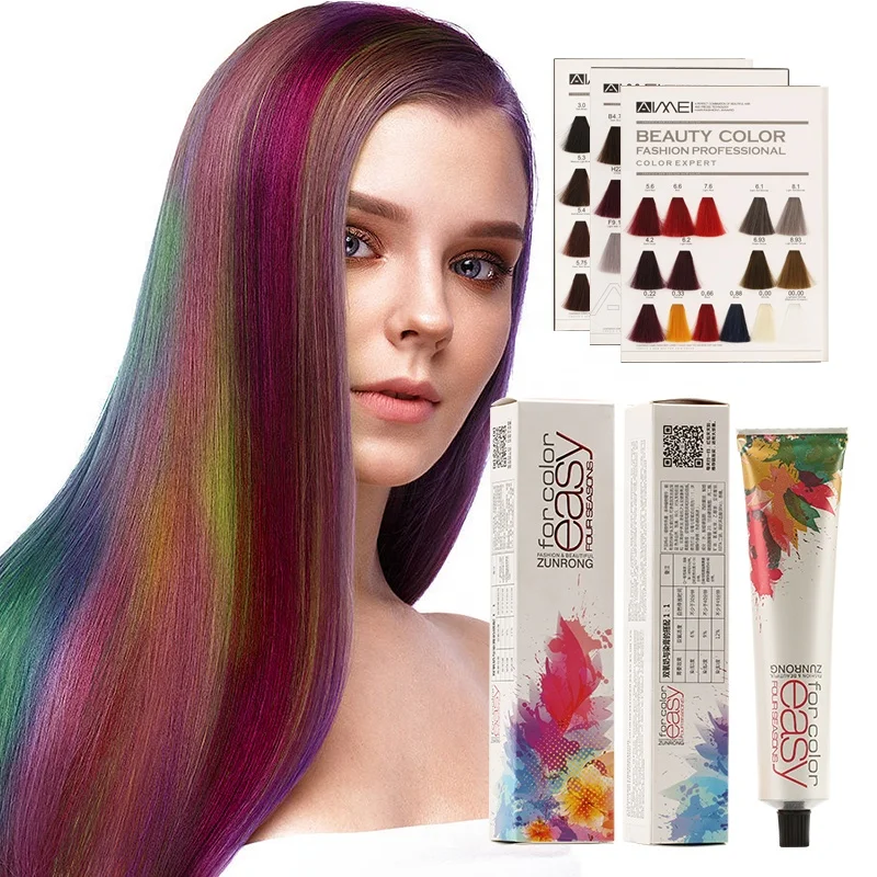 ZUNRONG Low Ammonia Permanent Fast Hair Dye Color Long Lasting Hair Dyeing Cream 100% Cover Gray Hair