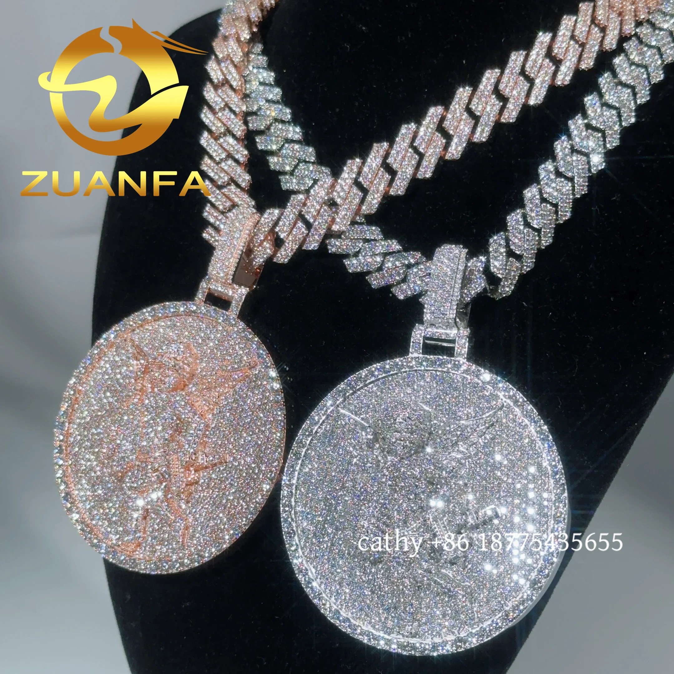 2.5inch Solid 925 Silver Round Pendant Moissanite Custom