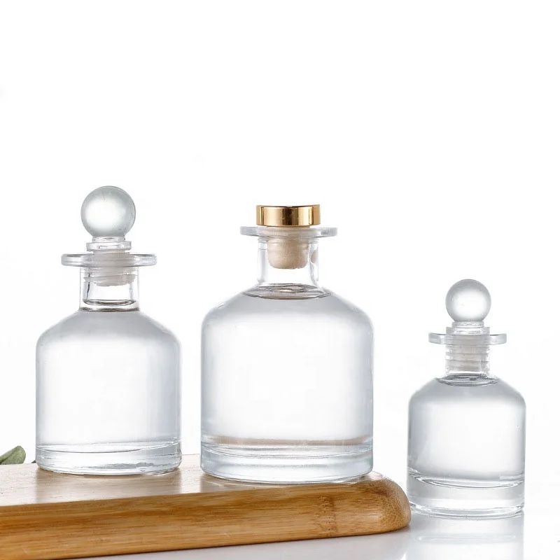 Wholesale Clear Custom Color 50ml 100ml 150ml 200ml 250ml Round Essential Oil Reed Diffuser Glass Bottle for Fragrance Use
