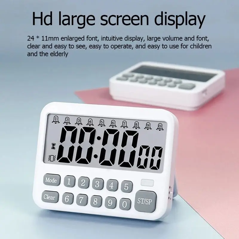 Large Display Countdown/Up Timer with Digits Directly Input Magnetic Back Stand for Cooking Baking Study Digital Kitchen Timer