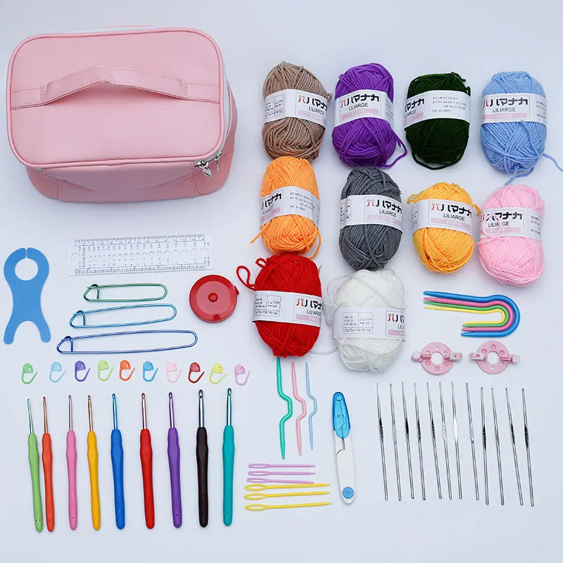 Strumenti per Maglieria Kit Uncinetti Set di Ganci in Lega di Alluminio Manico in Resina ABS Nera Uncinetto Ferri da Maglia Strumento per Tessitura Gancio in Lega di Alluminio