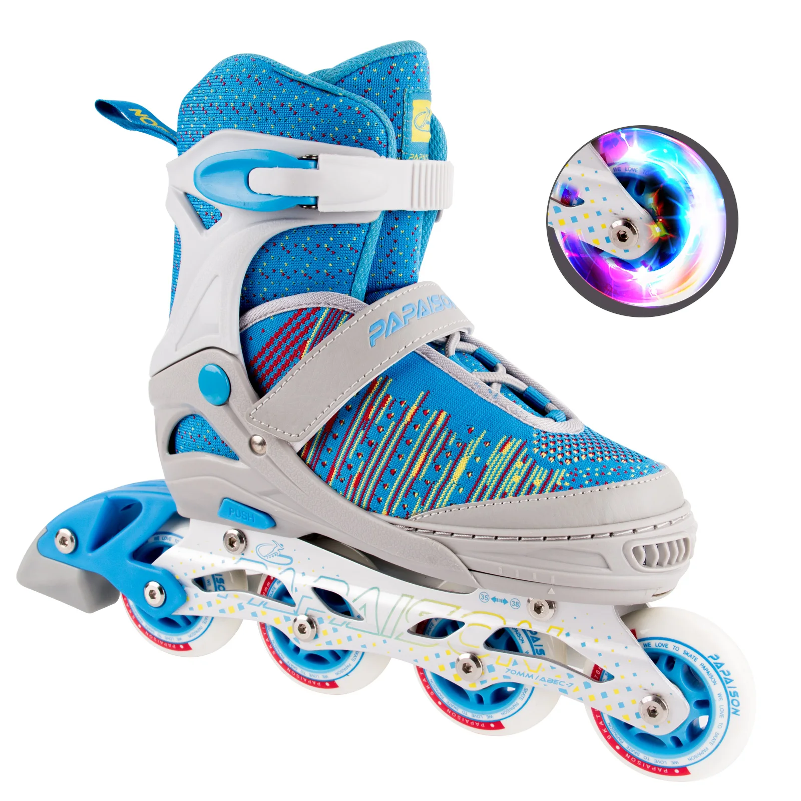 【くらやえみ】Roller Skating 【正規品】 Roller Skates for Kids& Girls with Light wheels , Rainbow