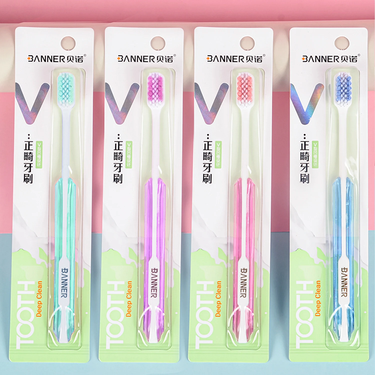 BANNER Colorful V-Shaped Cutting Ortho Ecologic Tooth Brush