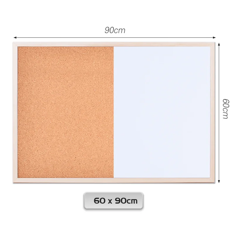
Доска для сухих стираний и пробковая доска для объявлений, комбинированная белая доска 60x40 см, доска для объявлений для офиса, домашнего декора 
