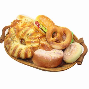 Buy factory make high quality simulated bread cheap lifelike baking shop ornaments artificial hamburger for home decoration
