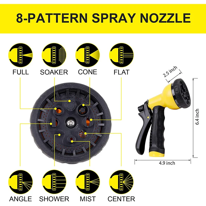 Factory 100ft Lightweight Flexible Metal Garden Hose With 8 Functions Nozzle Sprayer Heavy Duty