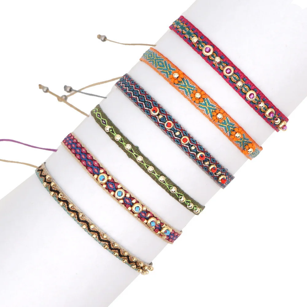 Handwoven Friendship Bracelet Ethnic Fabric Bracelet Wristband Charm ...