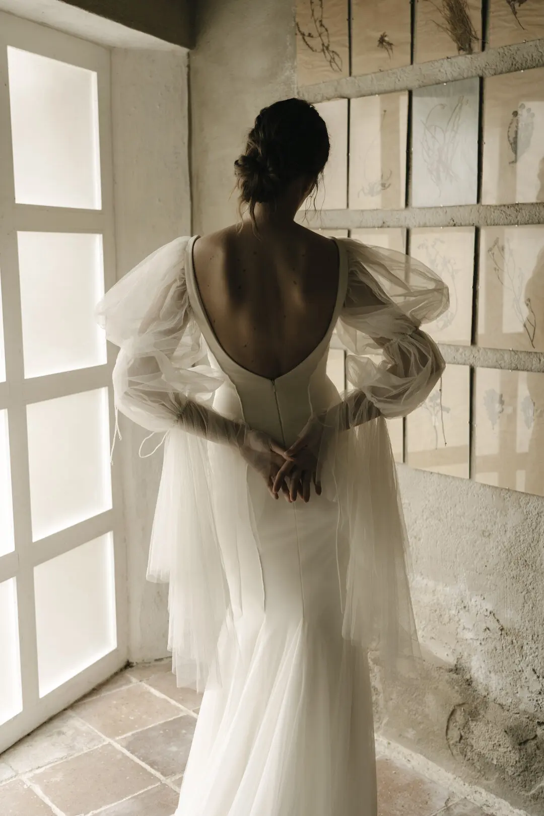 chinese dress ladies Vintage Chiffon Bridal Gown with Loose Long Sleeves – loveangeldress