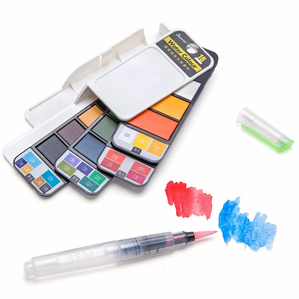 Amazon Hot Sale Solid Watercolor Paint Set With Water Brush Pen Foldable Travel Water Color Pigment For Draw Art Supplies - Buy Watercolor Paint Set,Draw Art Supplies,Foldable Travel Water Color Pigment Product