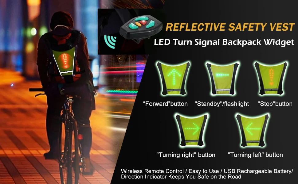 Cycling LED Signal Vest Enhance Safety Visibility