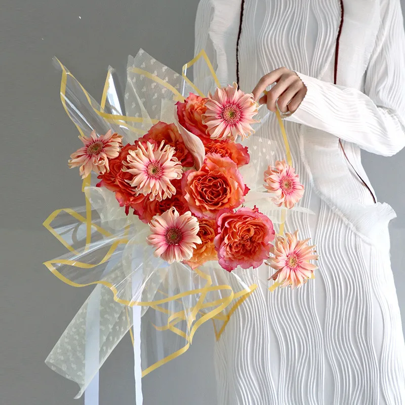 1pc Design Popular Flower Wrapping Paper Plastic Transparent