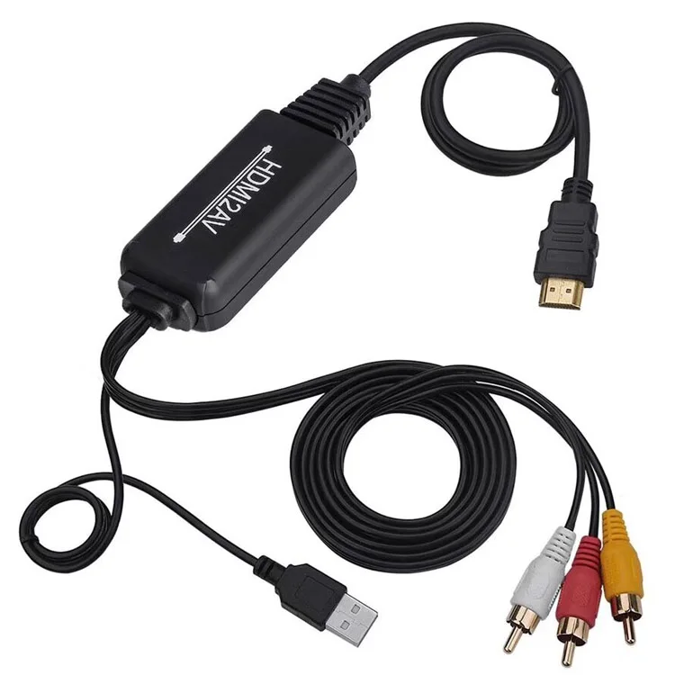 6ft 1.8m Male To Male HDMI To AV RCA Cable Converter Support 4k Input 1080p Output For PS4 XBox HDTV - 6ft 1.8m Male To Male HDMI To AV RCA Cable