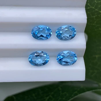 Oval Shape 4x3mm~20x15mm Good Quality Loose Gemstones natural raw topaz stone price Jewelry Making Natural Swiss Blue Topaz