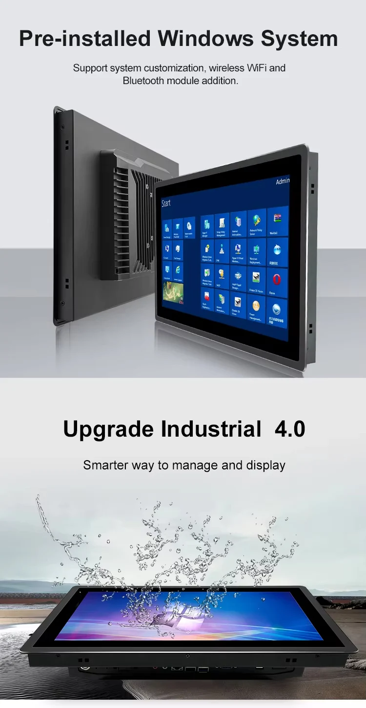 Embedded Industrial Touch Panel PC with J1900 / I3 / I5 / I7 CPU, Fanless Waterproof Linux VGA All-in-One Tablet PC