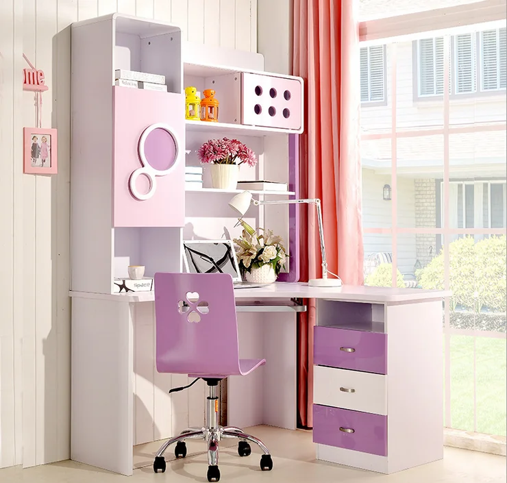 Modern Princess Cheap MDF Pink Colour Children  Furniture Bedroom Set