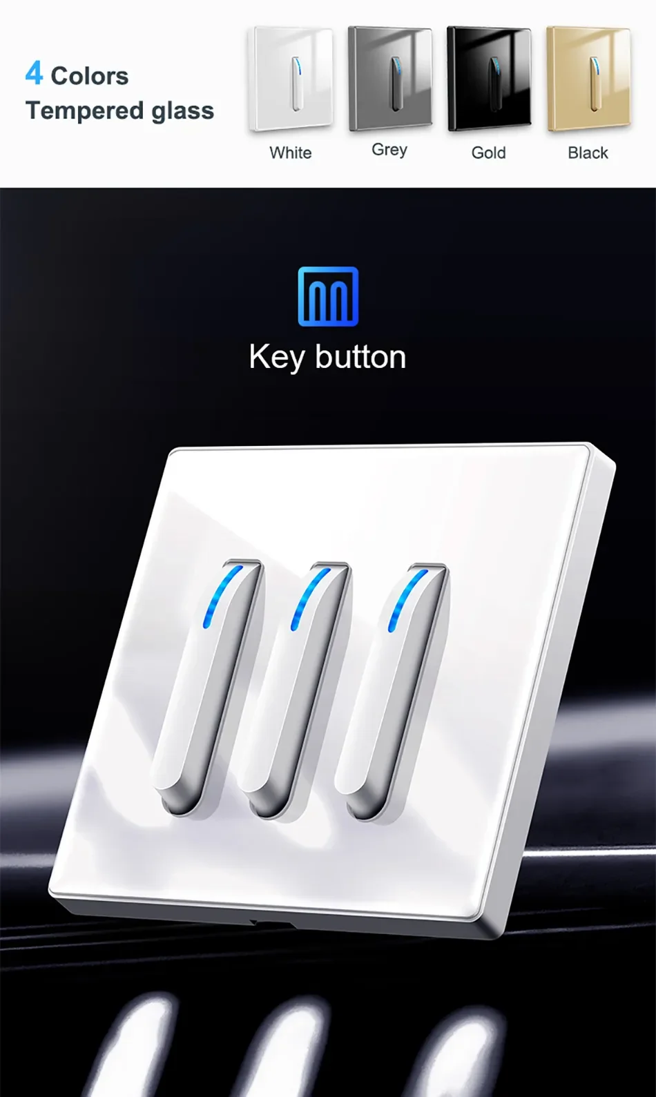 Home Lighting Electrical 10a Light Switch Uk 1/2/3/4 Gang 1/2 Way