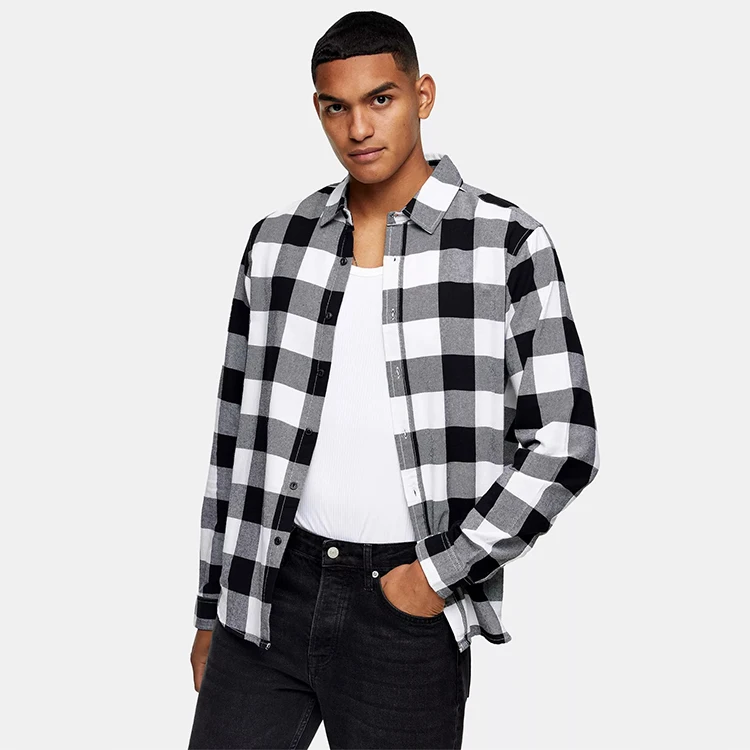 black and white buffalo check men's shirt