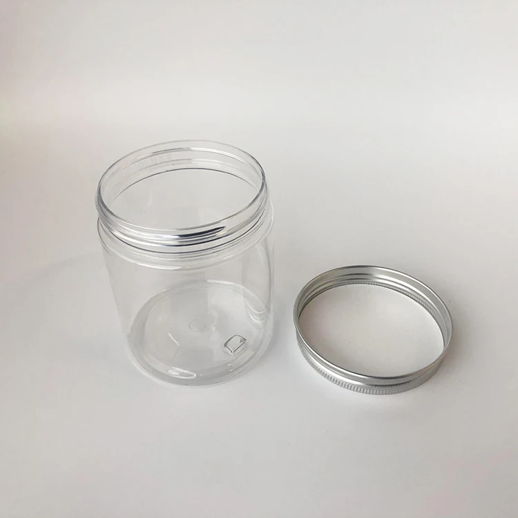 250g/ml Transparent PET Jar with Aluminum Lid for Dry Food & Cosmetics
