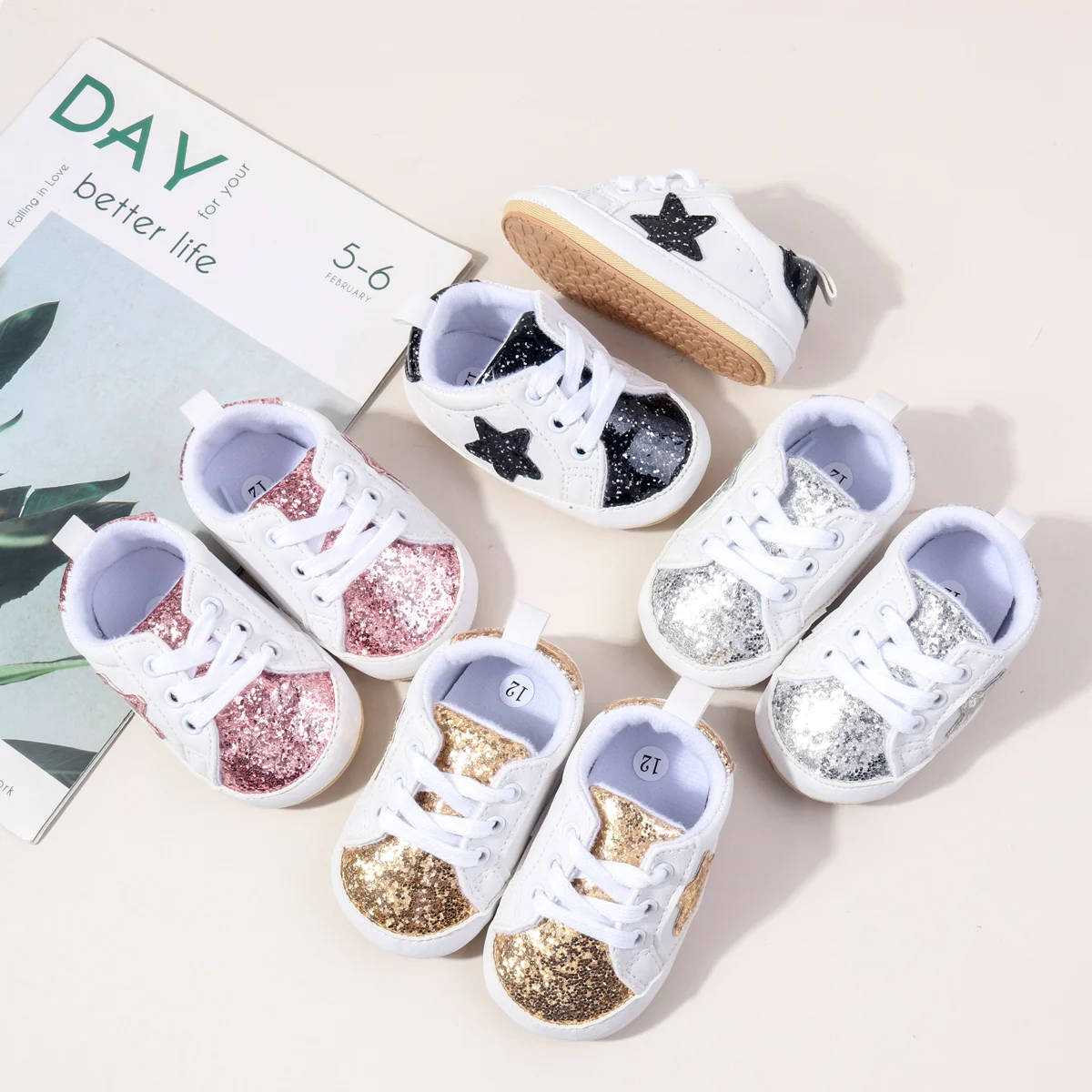 Bling Design Baby Toddler Sport Unisex Shoes Baby Walking Shoes TPR Anti-slip Outsole