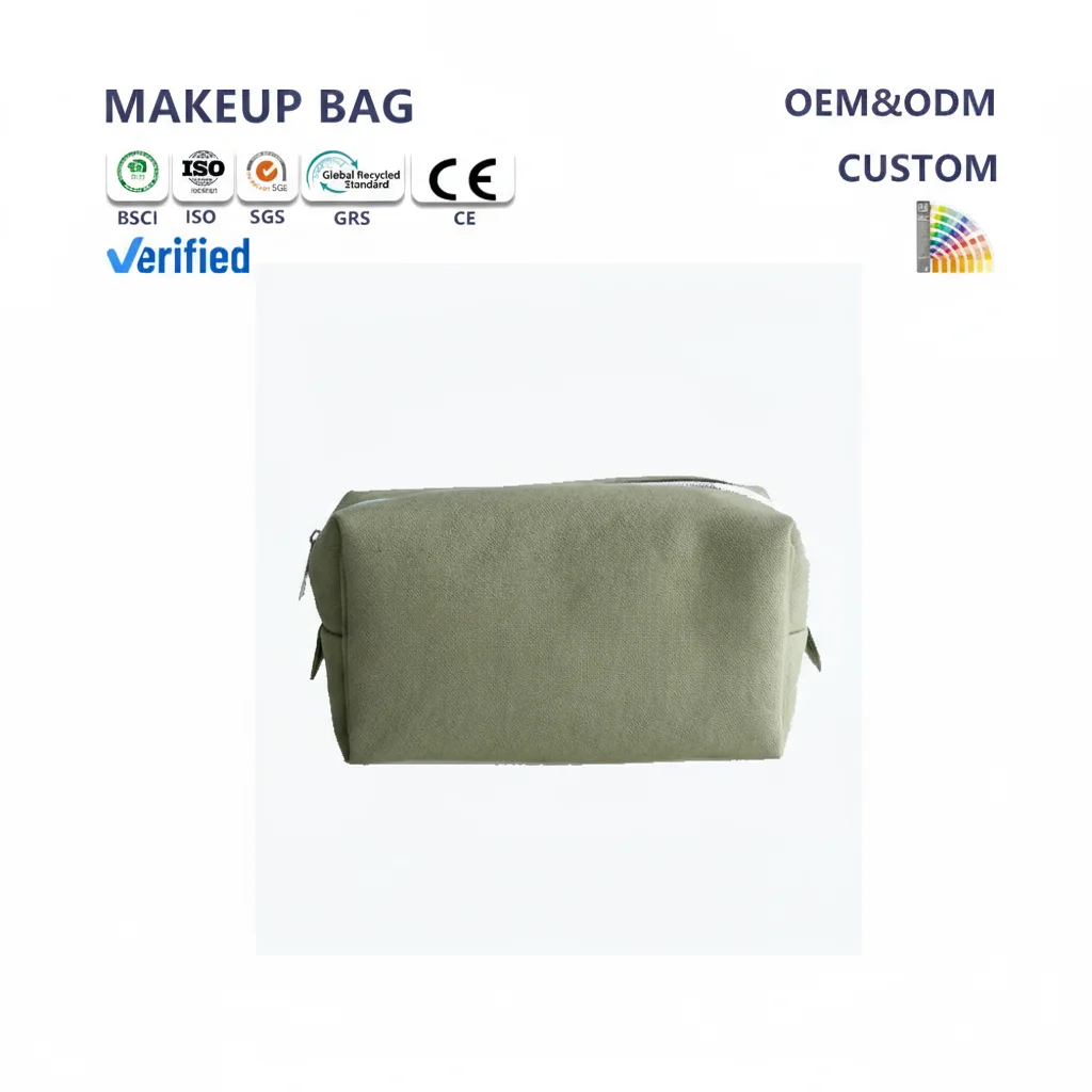 Custom Sublimation Zipper Solid Color Makeup Reusable Pure Cotton Canvas Fabric Make up Cosmetic Bags