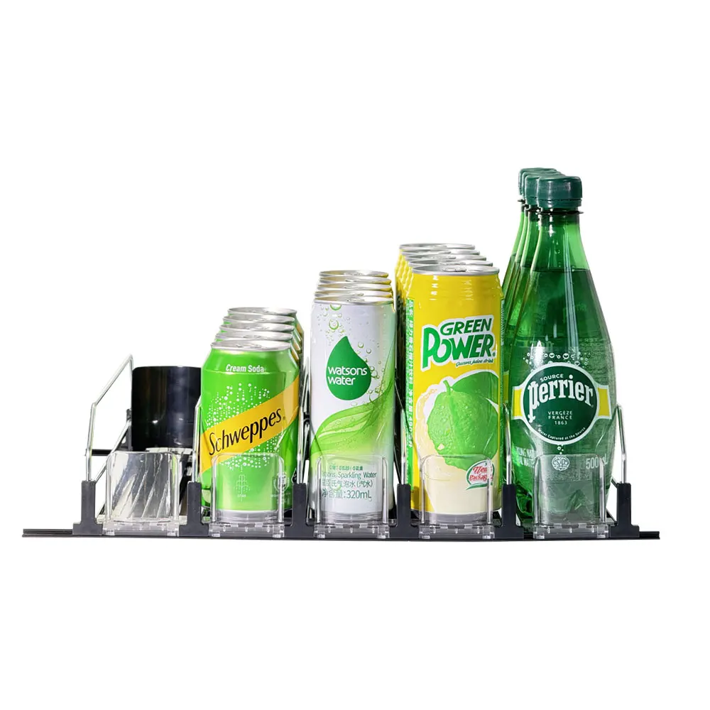 Upgrade Double Spring Loaded Soda Shelf Pusher Glide Automatic Smart Dispenser Beverag Bottle Display Drink Organizer for Fridge