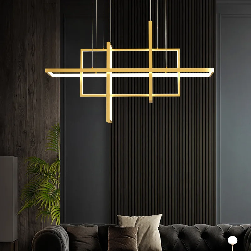 Modern Minimalist Rectangle LED Pendant Lights Dining Room Kitchen Chandeliers Home Decorations Hanging Lamps Fixtures