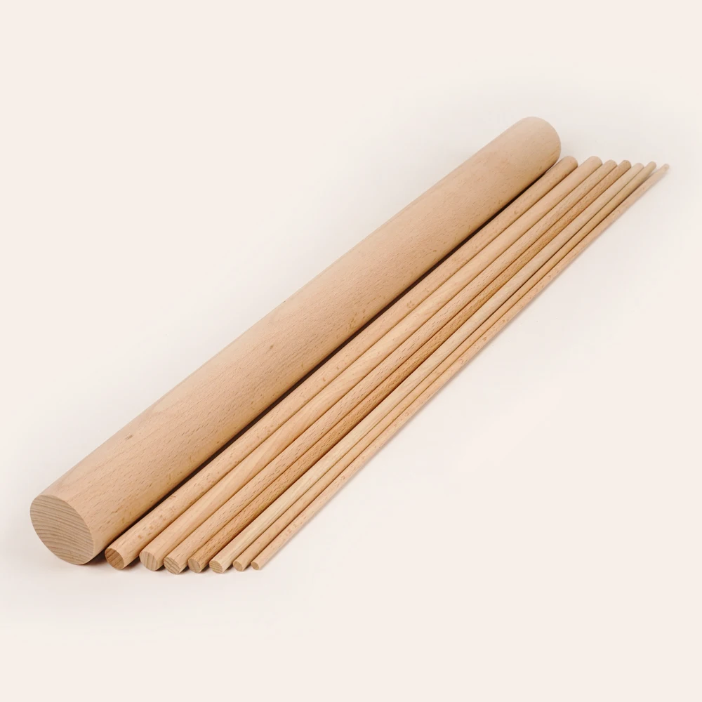 Wooden Dowel Rods Unfinished Hardwood Sticks Birch W Beech Wood Sticks ...