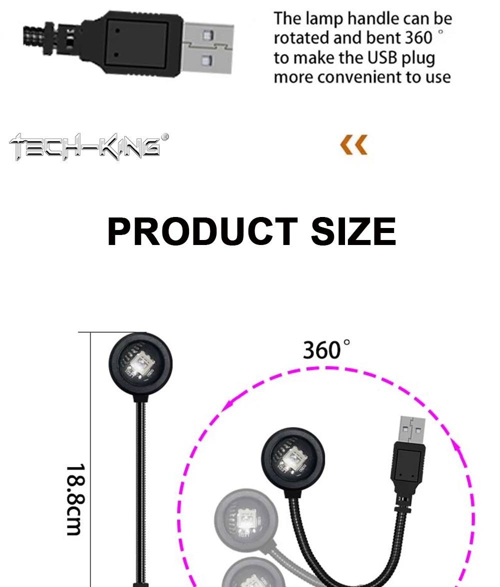 TECH-KING RGB Mini Portable Table Rainbow USB Led Light Projector Sunset Red Light Sunset Yellow atmosphere light