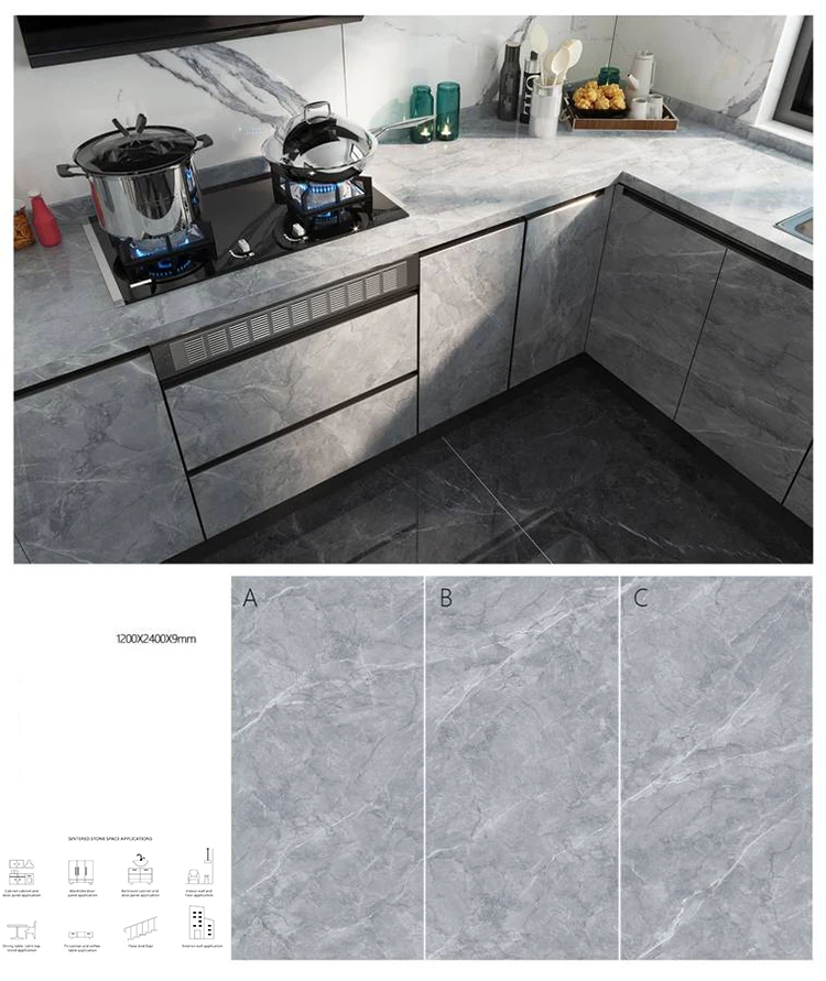 Luxury Kitchen Complete Sets Modern White Sintered Stone